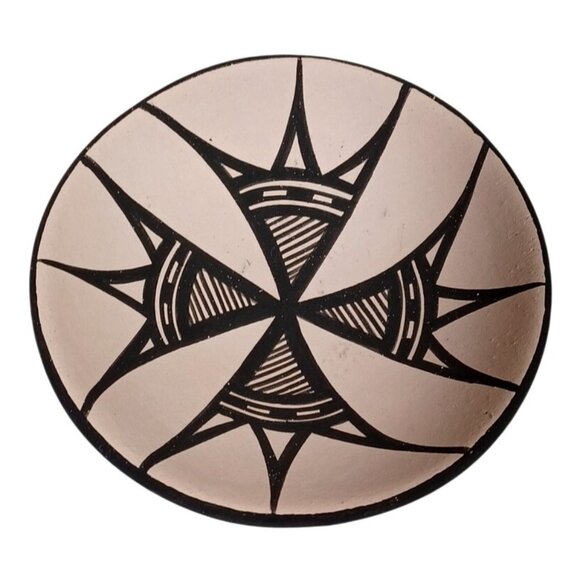 Dean Reano Other - Signed Acoma Pottery Bowl By Dean Reano 2.5" Off-White & Black Cross Native Amer